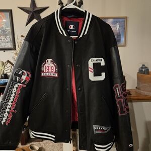 Champion Black and Red Letterman Jacket